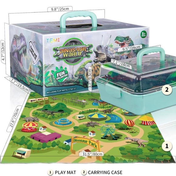 Dinosaur Toys Realistic Jurassic Dinosaurs Figures with Play Mat - Picture 4 of 5